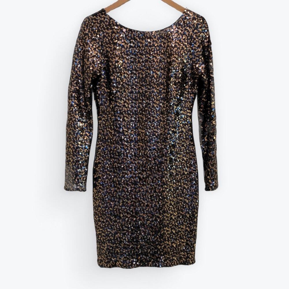 Eliza J Womens Size 8 Allover Sequin Mini Dress Bodycon Glam Cocktail Night Out